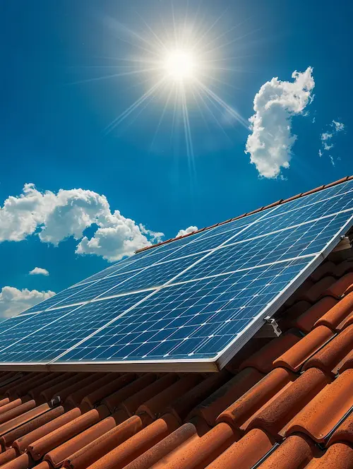 paneles solares en el tejado de una vivienda